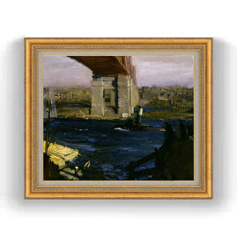 【油絵 直筆仕上げ】ジョージ・ベローズ Bridge, Blackwell&rsquo;s Island F12 【油彩 国内生産 インテリア】絵画 販売 12号 風景画額縁 754&times;648mm 複製画 送料無料 プレゼント ギフト 開店祝い 開業祝い 退職祝い 新築祝い リビング 壁掛け｜絵画販売アートレスト