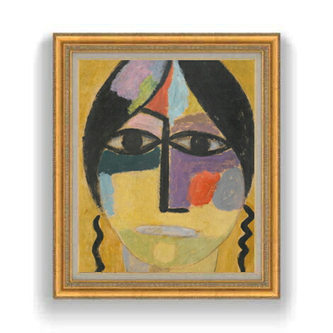 【油絵 直筆仕上げ】ヤウレンスキー コップフ;ラーベンフリューゲル4 F12 【油彩 国内生産 インテリア】絵画 販売 12号 抽象画 額縁 754&times;648mm 複製画 送料無料 プレゼント ギフト 開店祝い 開業祝い 退職祝い 新築祝い リビング 壁掛け｜絵画販売アートレスト
