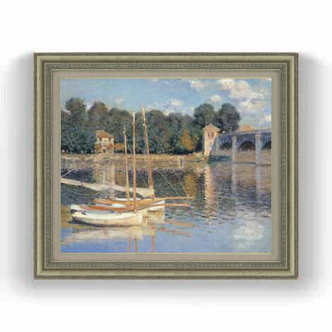 【油絵 直筆仕上げ】クロード・モネ アルジャントゥイユの端 F12 【油彩 国内生産 インテリア】絵画 販売 12号 風景画 ゴールド額縁 754&times;648mm 複製画 送料無料 プレゼント ギフト 開店祝い 開業祝い 退職祝い 新築祝い リビング 玄関 モダン 壁掛け｜絵画販売アートレスト