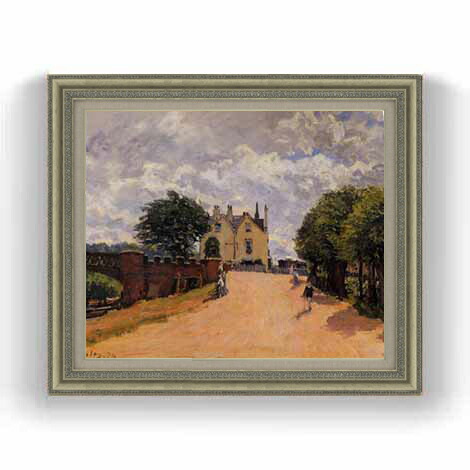 【油絵 直筆仕上げ】シスレー Inn at East Molesey F12 【油彩 国内生産 インテリア】絵画 販売 12号 風景画 ゴールド額縁 754&times;648mm 複製画 送料無料 プレゼント ギフト 開店祝い 開業祝い 退職祝い 新築祝い リビング 玄関 モダン 壁掛け｜絵画販売アートレスト