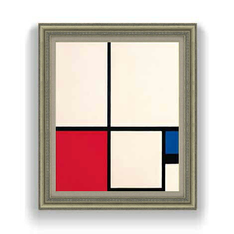 【油絵 直筆仕上げ】ピート・モンドリアン Composition in Colours Composition No.1 with Red and Blue F12 【油彩 国内生産 インテリア】絵画 販売 12号 抽象画 ゴールド額縁 754&times;648mm 複製画 送料無料｜絵画販売アートレスト