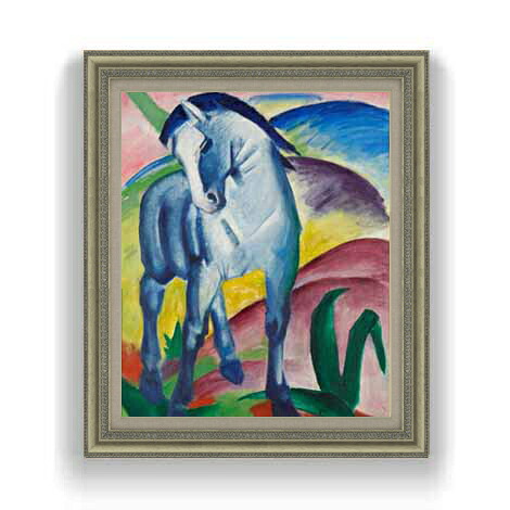 【油絵 直筆仕上げ】フランツ Blue Horse Imarc F12 【油彩 国内生産 インテリア】絵画 販売 12号 抽象画 ゴールド額縁 754&times;648mm 複製画 送料無料 プレゼント ギフト 開店祝い 開業祝い 退職祝い 新築祝い リビング 玄関 モダン 壁掛け｜絵画販売アートレスト