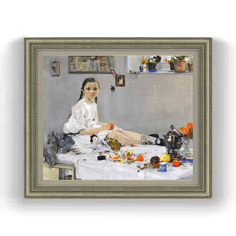 【油絵 直筆仕上げ】フェーシン Portrait of Varya Adoratskaya F12 【油彩 国内生産 インテリア】絵画 販売 12号 人物画 額縁 754&times;648mm 複製画 送料無料 プレゼント ギフト 開店祝い 開業祝い 退職祝い 新築祝い リビング 壁掛け｜絵画販売アートレスト