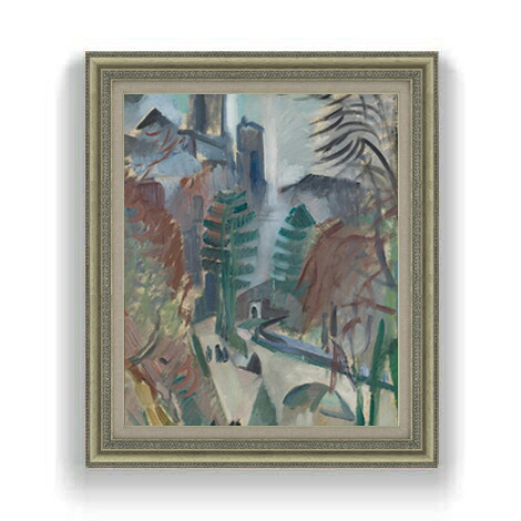 【油絵 直筆仕上げ】ドローネー ラオンの風景 F12 【油彩 国内生産 インテリア】絵画 販売 12号 抽象画 額縁 754&times;648mm 複製画 送料無料 プレゼント ギフト 開店祝い 開業祝い 退職祝い 新築祝い リビング 壁掛け｜絵画販売アートレスト
