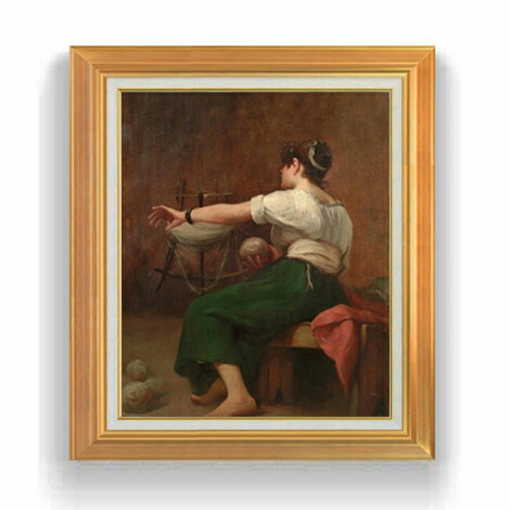【油絵 直筆仕上げ】ファウストゾナロ Woman Winding Wool F12 【アップグレード額縁】絵画 販売 12号 人物画 額縁 736&times;630mm 複製画 送料無料 プレゼント ギフト 開店祝い 開業祝い 退職祝い 新築祝い リビング 壁掛け｜絵画販売アートレスト