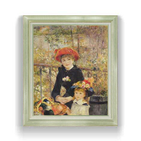 【油絵 直筆仕上げ】ルノワール テラスにて F12 【アップグレード額縁】絵画 販売 12号 人物画 ゴールド額縁 736&times;630mm 複製画 送料無料 プレゼント ギフト 開店祝い 開業祝い 退職祝い 新築祝い リビング 壁掛け｜絵画販売アートレスト