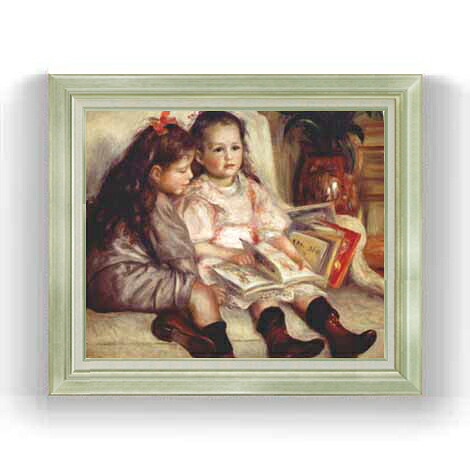 【油絵 直筆仕上げ】ルノワール ふたりの子供の肖像 F12 【アップグレード額縁】絵画 販売 12号 人物画 ゴールド額縁 736&times;630mm 複製画 送料無料 プレゼント ギフト 開店祝い 開業祝い 退職祝い 新築祝い リビング 壁掛け｜絵画販売アートレスト