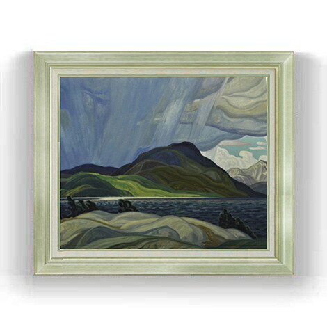 【油絵 直筆仕上げ】カーマイケル Lake Wabagishik F12 【アップグレード額縁】絵画 販売 12号 風景画額縁 736&times;630mm 複製画 送料無料 プレゼント ギフト 開店祝い 開業祝い 退職祝い 新築祝い リビング 壁掛け｜絵画販売アートレスト