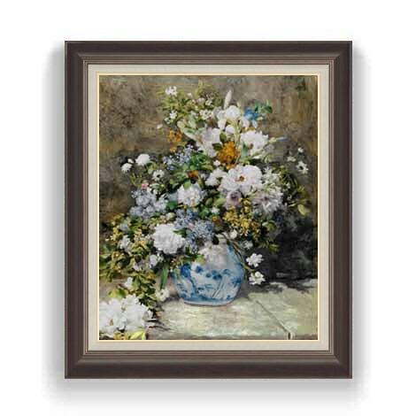 【油絵 直筆仕上げ】ルノワール 春のブーケ F12 【油彩 国内生産 インテリア】絵画 販売 12号 静物画 額縁 736&times;630mm 複製画 送料無料 プレゼント ギフト 開店祝い 開業祝い 退職祝い 新築祝い リビング 玄関 モダン 壁掛け｜絵画販売アートレスト