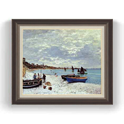 【油絵 直筆仕上げ】クロード・モネ The Beach at Sainte -Adresse F12 【油彩 国内生産 インテリア】絵画 販売 12号 風景画 額縁 736&times;630mm 複製画 送料無料｜絵画販売アートレスト