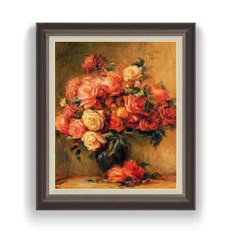 【油絵 直筆仕上げ】ルノワール Bouquet of Roses ばら F12 【油彩 国内生産 インテリア】絵画 販売 12号 静物画 額縁 736&times;630mm 複製画 送料無料 プレゼント ギフト 開店祝い 開業祝い 退職祝い 新築祝い リビング 玄関 モダン 壁掛け｜絵画販売アートレスト