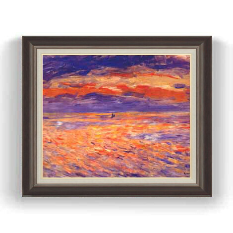 【油絵 直筆仕上げ】ルノワール 海の夕日 F12 【油彩 国内生産 インテリア】絵画 販売 12号 風景画 額縁 736&times;630mm 複製画 送料無料 プレゼント ギフト 開店祝い 開業祝い 退職祝い 新築祝い リビング 玄関 モダン 壁掛け｜絵画販売アートレスト