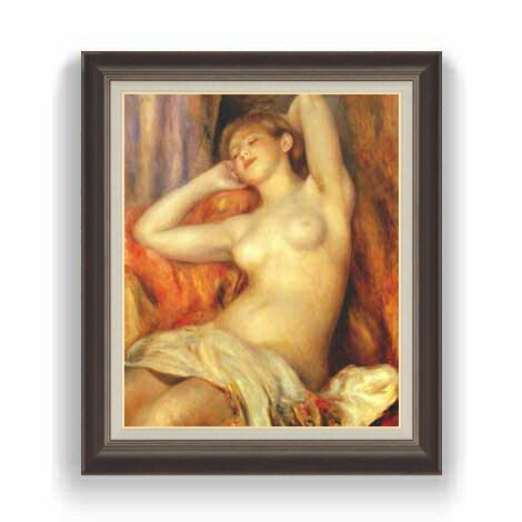 【油絵 直筆仕上げ】ルノワール 眠る女 F12 【油彩 国内生産 インテリア】絵画 販売 12号 人物画 額縁 736&times;630mm 複製画 送料無料 プレゼント ギフト 開店祝い 開業祝い 退職祝い 新築祝い リビング 玄関 モダン 壁掛け｜絵画販売アートレスト