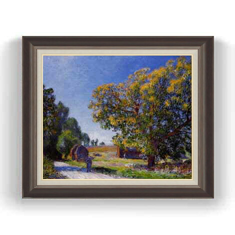 【油絵 直筆仕上げ】シスレー 森林、まわりの風景 F12 【油彩 国内生産 インテリア】絵画 販売 12号 風景画 額縁 736×630mm 複製画 送料無料 プレゼント ギフト 開店祝い 開業祝い 退職祝い 新築祝い リビング 玄関 モダン 壁掛け|絵画販売アートレスト