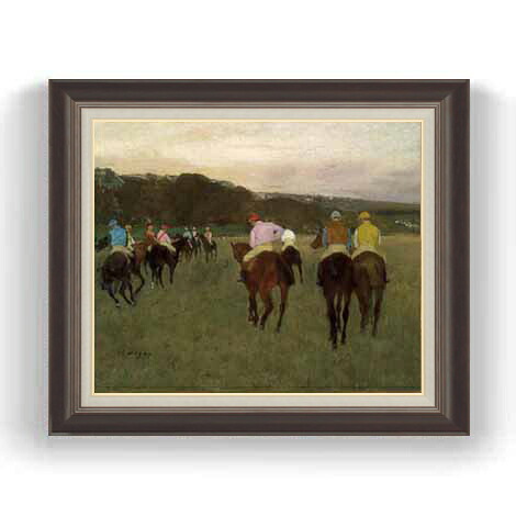 【油絵 直筆仕上げ】ドガ ロンシャンの競馬 F12 【油彩 国内生産 インテリア】絵画 販売 12号 風景画 額縁 736&times;630mm 複製画 送料無料 プレゼント ギフト 開店祝い 開業祝い 退職祝い 新築祝い リビング 玄関 モダン 壁掛け｜絵画販売アートレスト