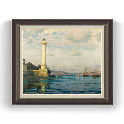 【油絵 直筆仕上げ】ディーマー The Ahrkap Lighthouse F12 【油彩 国内生産 インテリア】絵画 販売 12号 抽象画 額縁 736&times;630mm 複製画 送料無料 プレゼント ギフト 開店祝い 開業祝い 退職祝い 新築祝い リビング 玄関 モダン 壁掛け｜絵画販売アートレスト