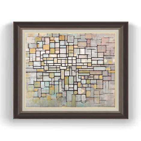 【油絵 直筆仕上げ】ピート・モンドリアン Composition no2 F12 【油彩 国内生産 インテリア】絵画 販売 12号 抽象画 額縁 736&times;630mm 複製画 送料無料 プレゼント ギフト 開店祝い 開業祝い 退職祝い 新築祝い リビング 玄関 モダン 壁掛け｜絵画販売アートレスト