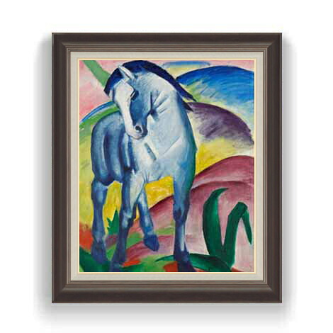 【油絵 直筆仕上げ】フランツ Blue Horse Imarc F12 【油彩 国内生産 インテリア】絵画 販売 12号 抽象画 額縁 736&times;630mm 複製画 送料無料 プレゼント ギフト 開店祝い 開業祝い 退職祝い 新築祝い リビング 玄関 モダン 壁掛け｜絵画販売アートレスト
