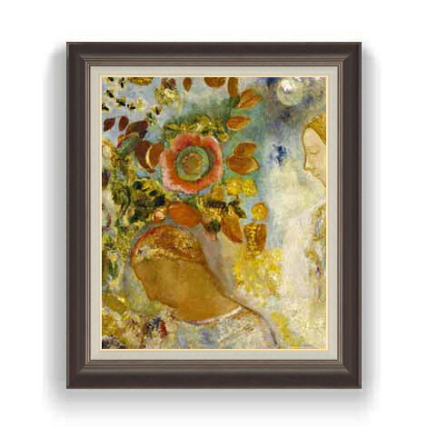 【油絵 直筆仕上げ】ルドン Two Young Girls among Flowers F12 【油彩 国内生産 インテリア】絵画 販売 12号 抽象画 額縁 736&times;630mm 複製画 送料無料 プレゼント ギフト 開店祝い 開業祝い 退職祝い 新築祝い リビング 玄関 モダン 壁掛け｜絵画販売アートレスト