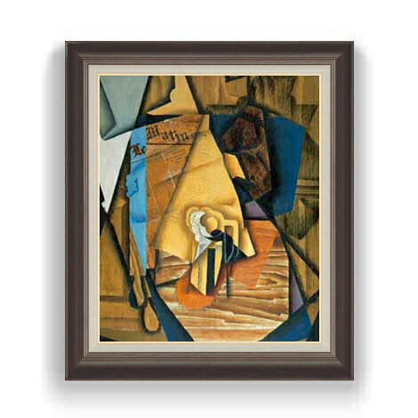 【油絵 直筆仕上げ】フアン・グリス A Man in a Cafe F12 【油彩 国内生産 インテリア】絵画 販売 12号 抽象画 額縁 736&times;630mm 複製画 送料無料 プレゼント ギフト 開店祝い 開業祝い 退職祝い 新築祝い リビング 玄関 モダン 壁掛け｜絵画販売アートレスト