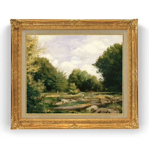 【油絵 直筆仕上げ】ルノワール A Clearing in the Woods F15 【油彩 国内生産 インテリア】絵画 販売 15号 風景画 ゴールド額縁 781×660mm 複製画 送料無料 プレゼント ギフト 開店祝い 開業祝い 退職祝い 新築祝い リビング 玄関 モダン 壁掛け