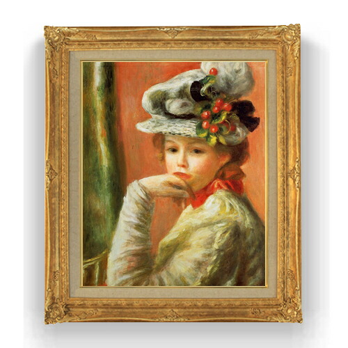 楽天市場】【油絵 直筆仕上げ】ルノワール 白い帽子の少女 F15 【油彩
