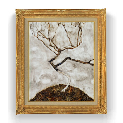 【油絵 直筆仕上げ】エゴン・シーレ Small Tree in Late Autumn F15 【油彩 国内生産 インテリア】絵画 販売 15号 抽象画 ゴールド額縁 781×660mm 複製画 送料無料 プレゼント ギフト 開店祝い 開業祝い 退職祝い 新築祝い リビング 玄関 モダン 壁掛け