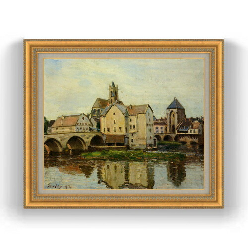【油絵 直筆仕上げ】シスレー Moret-sur-Loing, Morning F15 【油彩 国内生産 インテリア】絵画 販売 15号 風景画 ゴールド額縁 800×678mm 複製画 送料無料 プレゼント ギフト 開店祝い 開業祝い 退職祝い 新築祝い リビング 玄関 モダン 壁掛け 42,120円