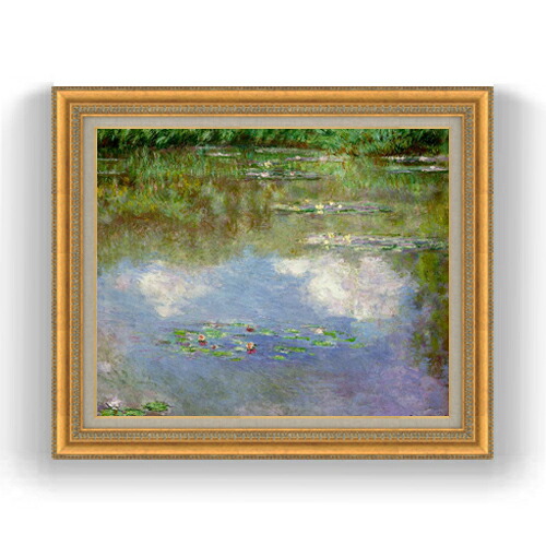 【油絵 直筆仕上げ】クロード・モネ 睡蓮（１） F15 【油彩 国内生産 インテリア】絵画 販売 15号 風景画 ゴールド額縁 800×678mm 複製画 送料無料 プレゼント ギフト 開店祝い 開業祝い 退職祝い 新築祝い リビング 玄関 モダン 壁掛け