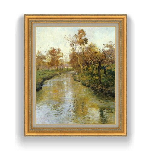 【油絵 直筆仕上げ】フリット・タヴロー autumn-秋- F15 【油彩 国内生産 インテリア】絵画 販売 15号 風景画 ゴールド額縁 800×678mm 複製画 送料無料 プレゼント ギフト 開店祝い 開業祝い 退職祝い 新築祝い リビング 玄関 モダン 壁掛け