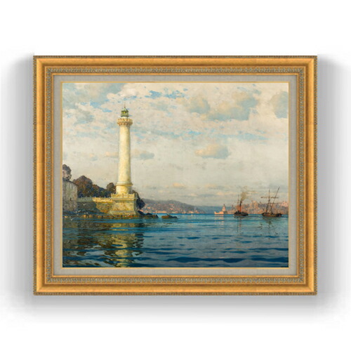 【油絵 直筆仕上げ】ディーマー The Ahrkap Lighthouse F15 【油彩 国内生産 インテリア】絵画 販売 15号 抽象画 ゴールド額縁 800×678mm 複製画 送料無料 プレゼント ギフト 開店祝い 開業祝い 退職祝い 新築祝い リビング 玄関 モダン 壁掛け