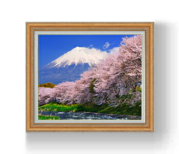 【油絵 直筆仕上げ】富士山-桜-   Ｆ15サイズ 額入り 【額入り】 油彩 風景画 オリジナルインテリア絵画 風水画 インテリアアート絵画 15号 800×678mm 複製画 送料無料 人気絵画
