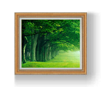 【油絵 直筆仕上げ】the green woods Ｆ15サイズ 額入り 【額入り】 油彩 風景画 オリジナルインテリア絵画 風水画 インテリアアート絵画 15号 800&times;678mm 複製画 送料無料｜絵画販売アートレスト