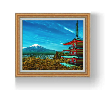 油彩画額装付 楽天市場】油彩画 F6号 広瀬和之 「逆さ富士」 額入り 真筆 風景画