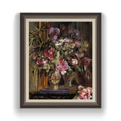 【油絵 直筆仕上げ】ルノワール 花瓶の花(2) F15 【油彩 国内生産 インテリア】絵画 販売 15号 静物画 額縁 780&times;658mm 複製画 送料無料 プレゼント ギフト 開店祝い 開業祝い 退職祝い 新築祝い リビング 壁掛け｜絵画販売アートレスト