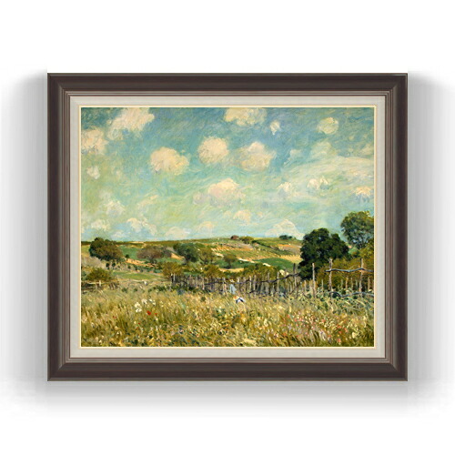 【油絵 直筆仕上げ】シスレー 牧草地 F15 【油彩 国内生産 インテリア】絵画 販売 15号 風景画額縁 780&times;658mm 複製画 送料無料 プレゼント ギフト 開店祝い 開業祝い 退職祝い 新築祝い リビング 壁掛け｜絵画販売アートレスト 44,785円