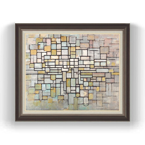 【油絵 直筆仕上げ】ピート・モンドリアン Composition no2 F15 【油彩 国内生産 インテリア】絵画 販売 15号 抽象画 額縁 780&times;658mm 複製画 送料無料 プレゼント ギフト 開店祝い 開業祝い 退職祝い 新築祝い リビング 壁掛け｜絵画販売アートレスト