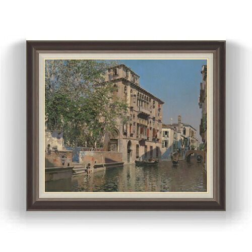 【油絵 直筆仕上げ】マルティン・リコ A Canal in Venice F15 【油彩 国内生産 インテリア】絵画 販売 15号 抽象画 額縁 780&times;658mm 複製画 送料無料 プレゼント ギフト 開店祝い 開業祝い 退職祝い 新築祝い リビング 壁掛け｜絵画販売アートレスト