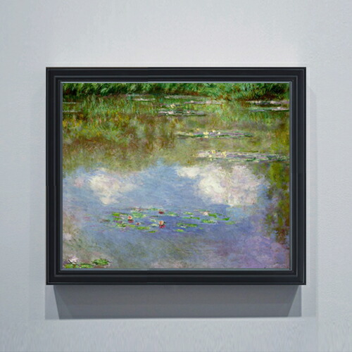 【油絵 直筆仕上げ】クロード・モネ 睡蓮（１） F15 【油彩 アップグレード額】絵画 販売 15号 風景画額縁 712&times;590mm 複製画 送料無料 プレゼント ギフト 開店祝い 開業祝い 退職祝い 新築祝い リビング 玄関 モダン 壁掛け｜絵画販売アートレスト