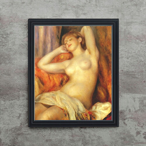 【油絵 直筆仕上げ】ルノワール 眠る女 F15 【油彩 アップグレード額】絵画 販売 15号 人物画 額縁 712×590mm 複製画 送料無料 プレゼント ギフト 開店祝い 開業祝い 退職祝い 新築祝い リビング 玄関 モダン 壁掛け