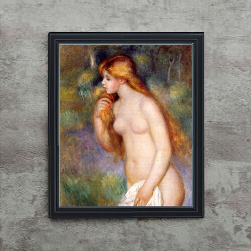 【油絵 直筆仕上げ】ルノワール 立つ浴女 F15 【油彩 アップグレード額】絵画 販売 15号 人物画 額縁 712×590mm 複製画 送料無料 プレゼント ギフト 開店祝い 開業祝い 退職祝い 新築祝い リビング 玄関 モダン 壁掛け