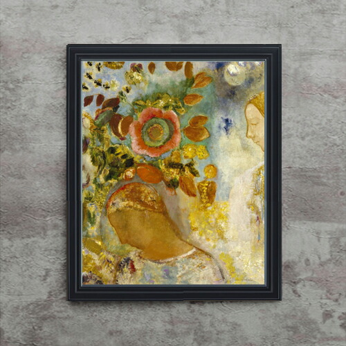 【油絵 直筆仕上げ】ルドン Two Young Girls among Flowers F15 【油彩 アップグレード額】絵画 販売 15号 抽象画 額縁 712×590mm 複製画 送料無料 プレゼント ギフト 開店祝い 開業祝い 退職祝い 新築祝い リビング 玄関 モダン 壁掛け