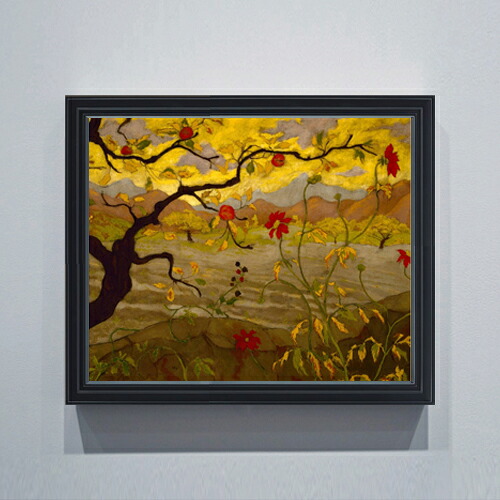 【油絵 直筆仕上げ】ポール・ランソン Apple Tree with Red Fruit F15 【油彩 アップグレード額】絵画 販売 15号 風景画額縁 712×590mm 複製画 送料無料 プレゼント ギフト 開店祝い 開業祝い 退職祝い 新築祝い リビング 玄関 モダン 壁掛け
