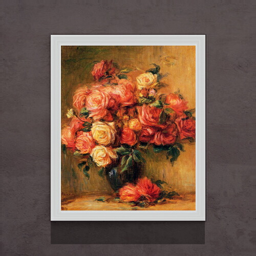 【油絵 直筆仕上げ】ルノワール Bouquet of Roses ばら F15 【油彩 アップグレード額】絵画 販売 15号 静物画 額縁 712×590mm 複製画 送料無料 プレゼント ギフト 開店祝い 開業祝い 退職祝い 新築祝い リビング 玄関 モダン 壁掛け