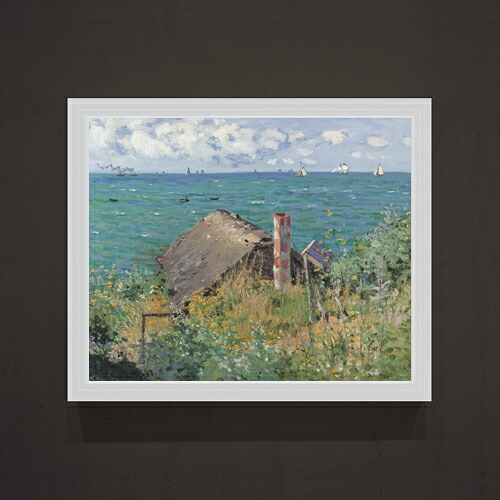 【油絵 直筆仕上げ】クロード・モネ サン＝タドレスの小屋 F15 【油彩 アップグレード額】絵画 販売 15号 風景画額縁 712×590mm 複製画 送料無料 プレゼント ギフト 開店祝い 開業祝い 退職祝い 新築祝い リビング 玄関 モダン 壁掛け