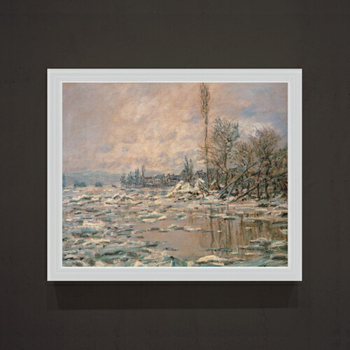 【油絵 直筆仕上げ】クロード・モネ 解氷、曇り空 F15 【油彩 アップグレード額】絵画 販売 15号 風景画額縁 712×590mm 複製画 送料無料 プレゼント ギフト 開店祝い 開業祝い 退職祝い 新築祝い リビング 玄関 モダン 壁掛け
