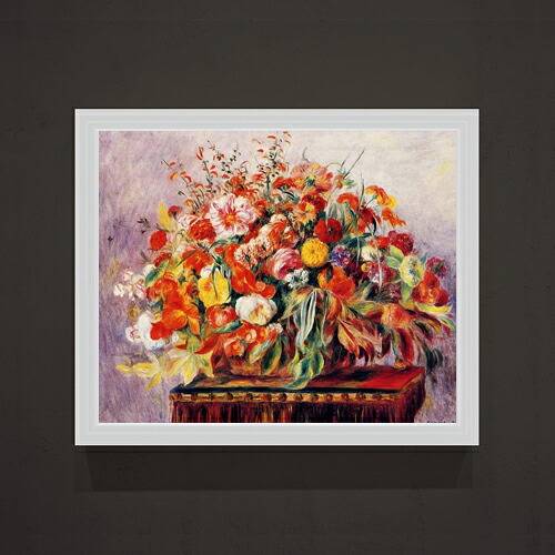 【油絵 直筆仕上げ】ルノワール バスケットの花々 F15 【油彩 アップグレード額】絵画 販売 15号 静物画 額縁 712×590mm 複製画 送料無料 プレゼント ギフト 開店祝い 開業祝い 退職祝い 新築祝い リビング 玄関 モダン 壁掛け