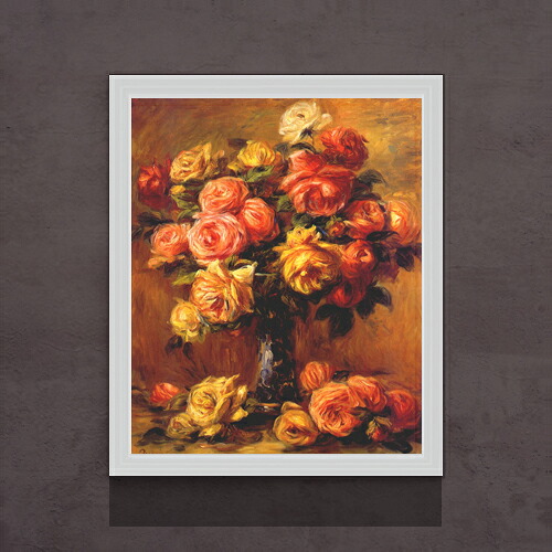 【油絵 直筆仕上げ】ルノワール バラの花瓶(2) F15 【油彩 アップグレード額】絵画 販売 15号 静物画 額縁 712×590mm 複製画 送料無料 プレゼント ギフト 開店祝い 開業祝い 退職祝い 新築祝い リビング 玄関 モダン 壁掛け