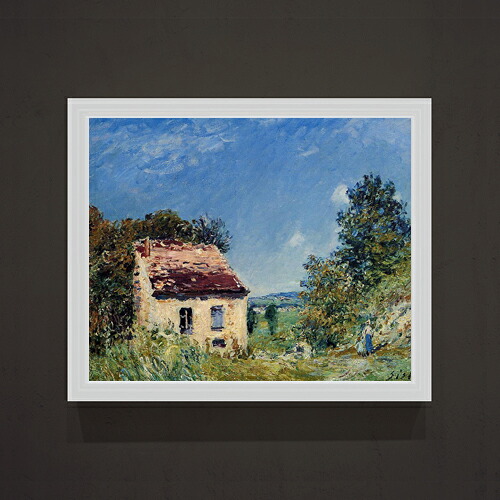 【油絵 直筆仕上げ】シスレー 荒廃した小屋 F15 【油彩 アップグレード額】絵画 販売 15号 風景画額縁 712×590mm 複製画 送料無料 プレゼント ギフト 開店祝い 開業祝い 退職祝い 新築祝い リビング 玄関 モダン 壁掛け