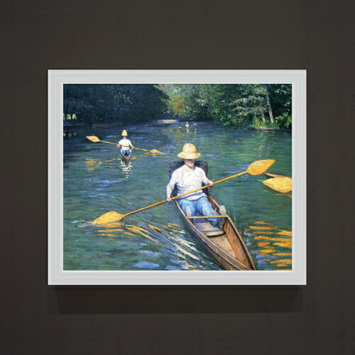 【油絵 直筆仕上げ】カイユボット ボート漕ぎ F15 【油彩 アップグレード額】絵画 販売 15号 風景画額縁 712&times;590mm 複製画 送料無料 プレゼント ギフト 開店祝い 開業祝い 退職祝い 新築祝い リビング 玄関 モダン 壁掛け｜絵画販売アートレスト